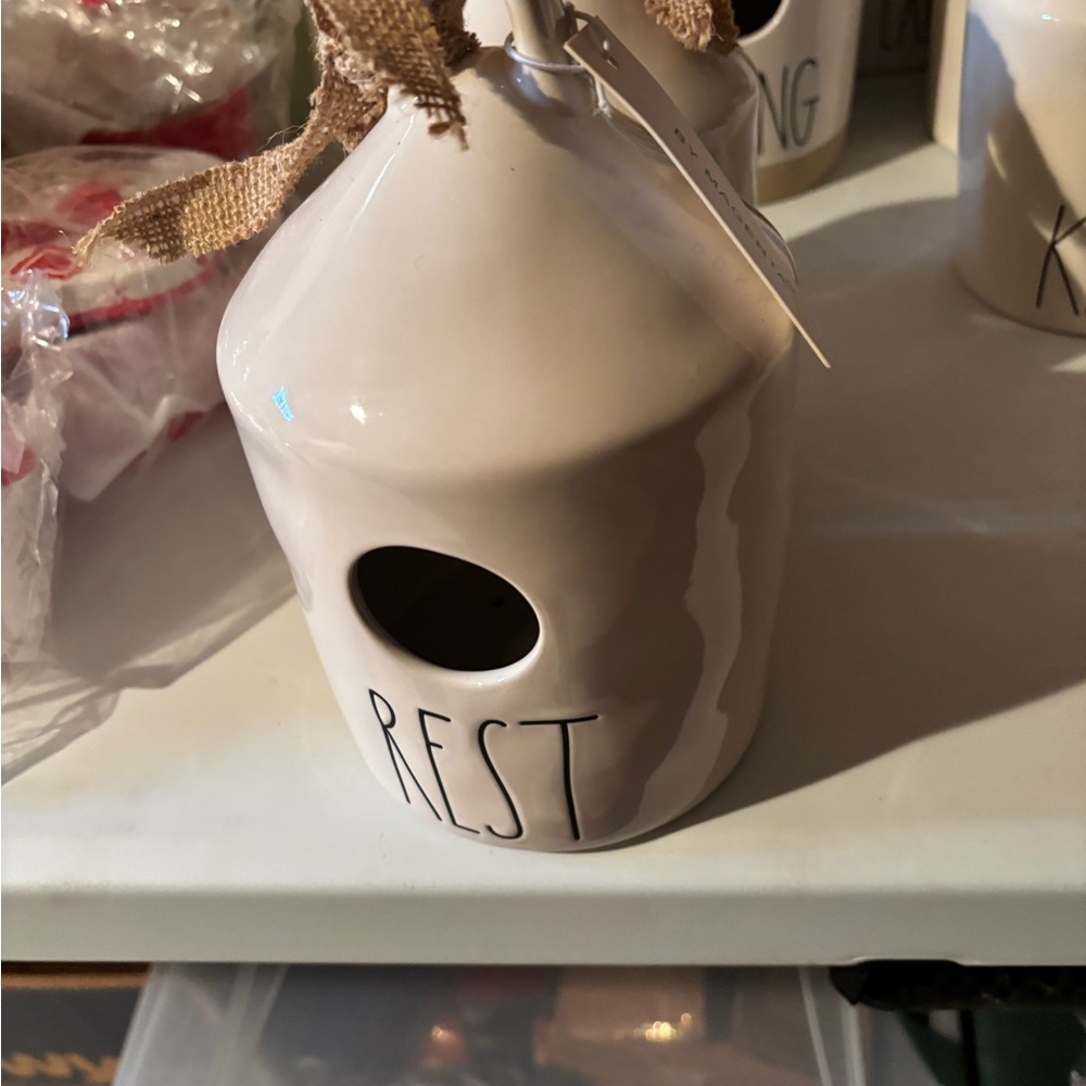 Cream Ceramic Birdhouse by Rae Dunn